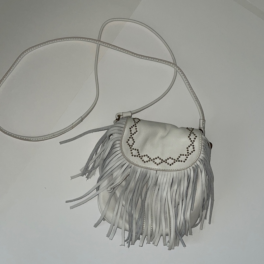 Lucky Brand white leather fringe crossbody purse